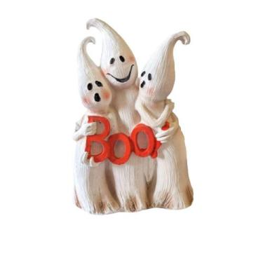 Imagem de Escultura em resina para decoração de jardim Three Ghosts BOO 9,5 cm  
