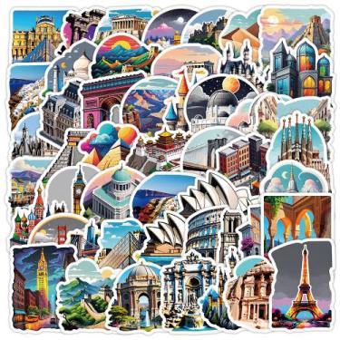 Imagem de Pacote de adesivos Famous Landmark, 50 unidades à prova d'água de viag