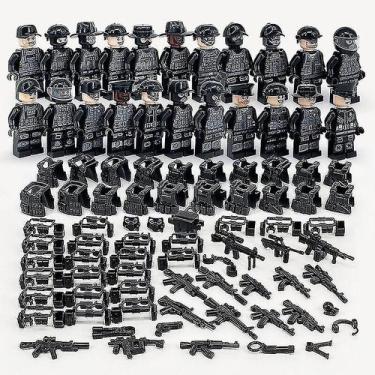 Imagem de Conjunto de minibonecos de brinquedo, 22 peças Black Swat Police para 