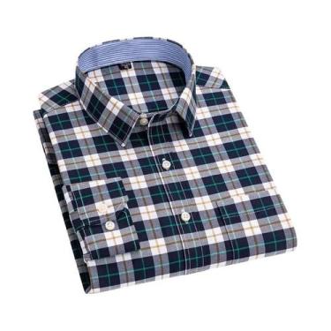 Imagem de Camisa Formal Casual De Algodão Com Botões Em Xadrez Para Homens Taman