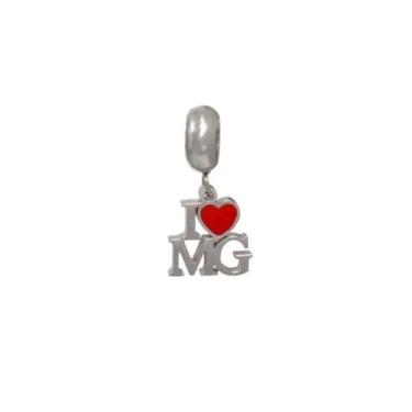 Imagem de Pingente I Love MG Aço Inóx Antialérgico Pulseiras Berloques - Pulseir