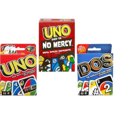 Imagem de Pacote Combo de Jogos de Cartas Mattel Uno No Mercy Uno Dos 3