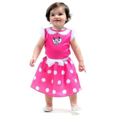 Imagem de Fantasia Minnie Rosa Com Bolinha e Laço Original Disney Para Bebê, Ros