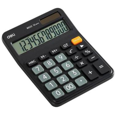 Imagem de Calculadora de Mesa 12DIG. Preto SOLAR/BATERIA - Deli