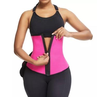 Imagem de Cinta Modeladora Abdominal Emagrecedora Emborrachada Térmica Efeito Sauna Neoprene Elastano Preto Tamanho GG