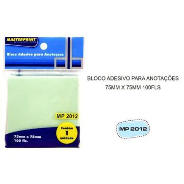 Imagem de Bloco de Notas Adesivas Verde 75x75mm com 100 Folhas Masterprint MP201