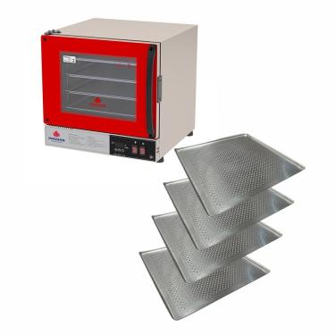 Imagem de Kit Forno Turbo de Convecção Progás Prp-004 Plus Vermelho com 4 Assadeiras Cimapi 110V