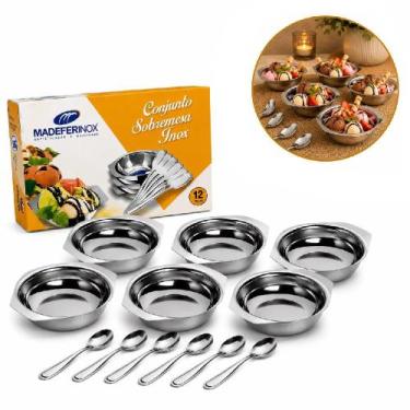 Imagem de Conjunto tacas sobremesa inox 12 pecas com colheres bowls para sorvete