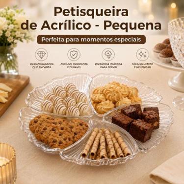 Imagem de Petisqueira de Acrílico 5 Divisórias Grande - Pequena ou Kit com 2 Tam
