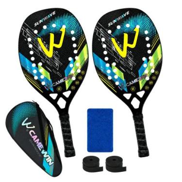 Imagem de Kit 2 Raquetes Beach Tennis Camewin Fibra de Carbono 3K, Sunwave blue