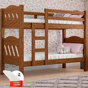 Imagem de Beliche Solteiro Que Vira Duas Camas Com 2 Colchões Castanho Perola Fênix