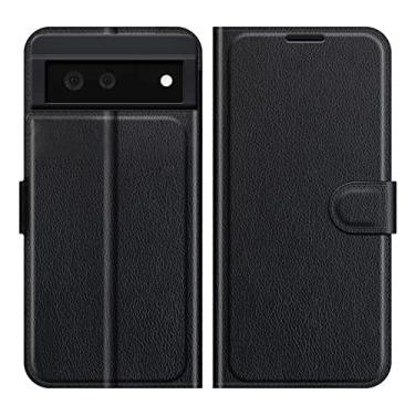 Imagem de Capa carteira para Google Pixel 6/6 Pro, capa de telefone de couro premium magnética com suporte para cartão, suporte para dinheiro, preta, 15 cm