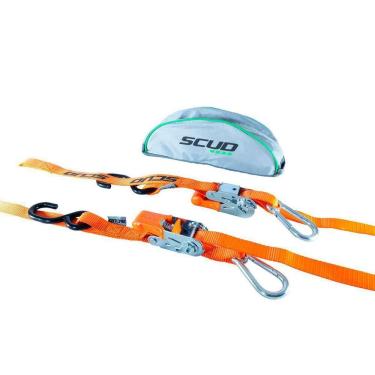 Imagem de Esticador Catraca Esticador 2 Ganchos Mosquetão Scud Laranja