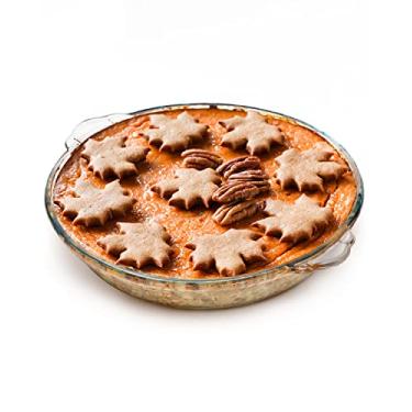 Imagem de ZYER Prato pequeno de torta fácil de pegar para forma de torta de vidro de 533 g com alças, assadeira de torta, prato de torta de vidro para assar, 19 cm