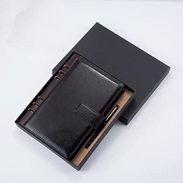 Imagem de Caderno Corporativo de Couro Preto A5, Material de Escritório A6 B5 Caderno de Argolas Agenda, Conjunto A5 Preto