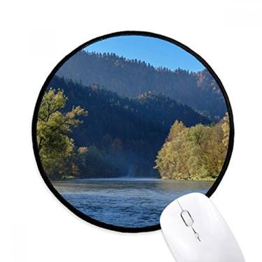 Imagem de DIYthinker River Mountain Hill Forest Reflection Water Mouse Pad Desktop Office Tapete redondo para computador