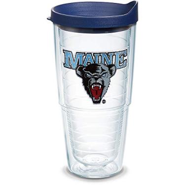 Imagem de Tervis Copo com logotipo UMaine Black Bears com emblema e tampa azul marinho 680 g, transparente