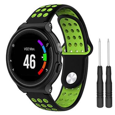 Imagem de Pulseira para Smartwatch Garmin Forerunner modelos 230 235 220 620 630 735 735XT (com chave para troca) (Preto com verde NK)