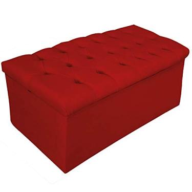 Imagem de Recamier Baú Estofada Mel 90 cm Solteiro Com Capitonê Suede Vermelho - ADJ Decor