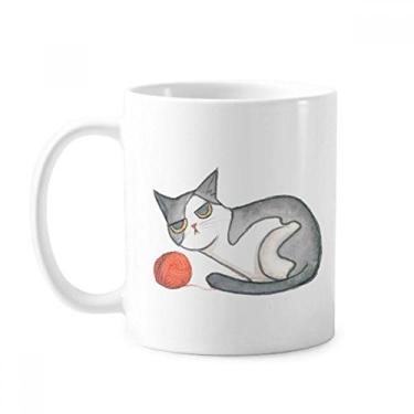 Imagem de Miaoji Pintura Aquarela Fantoche Gato Caneca Cerâmica Café Porcelana Copo Mesa