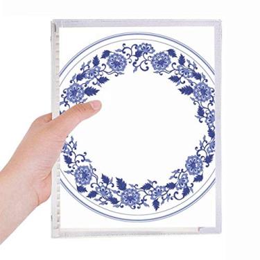 Imagem de Caderno de flores azuis da cultura chinesa com folhas soltas e diário recarregável
