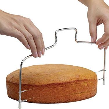 Imagem de FATIADOR CORTADOR PARA BOLO NIVELADOR COM 2 LAMINAS COM REGULAGEM EM INOX