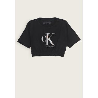 Imagem de Infantil - Camiseta Cropped Calvin Klein Logo Preta Calvin Klein Kids CG3PJ01BC756 menina