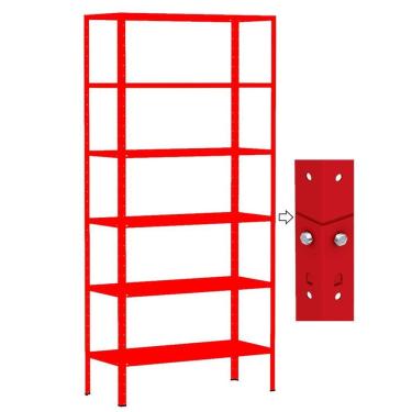 Imagem de Estante Aço Dupla 176 Flex Amapa 6 Bandeja 30cm Vermelho