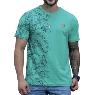 Imagem de Camiseta Masculina Estampada Floral Verde Menta - Next Jeans