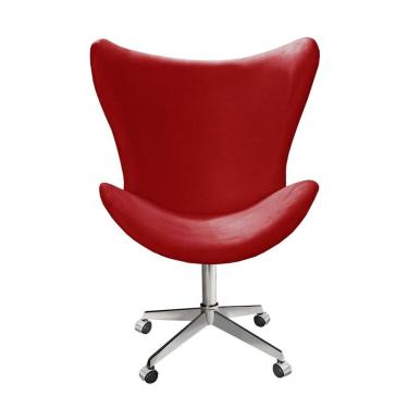 Imagem de Poltrona Alice Lisa Cadeira Egg Slim Pé Giratório com Rodinhas Recepção, Escritório Vermelho
