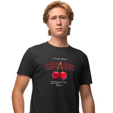 Imagem de Camisa Camiseta Masculina Estampada Cerejas 100% Algodão Fio 30.1 Pent