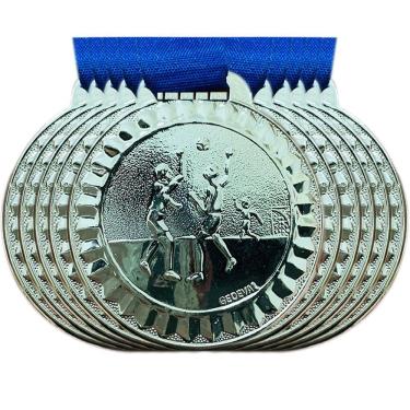 Imagem de Kit 50 Medalhas Esportivas Campeonato Gravado Handebol 45mm prata