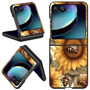 Imagem de Qindaiwen Capa para Motorola Razr Plus 2024/Moto Razr 50 Ultra, capa protetora rígida de policarbonato ultrafina durável para Moto Razr 50 Ultra, abelha girassol