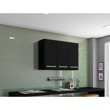 Imagem de Armario de Parede 3 Portas Preto Catar Brienza Movelaria - Casa Modern