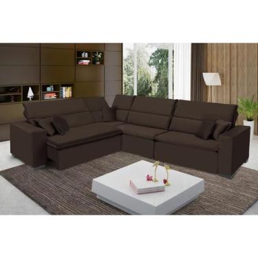 Imagem de Sofá Milão 2.50x3.75m de Canto, Retrátil e Reclinável - Marrom - Sofis