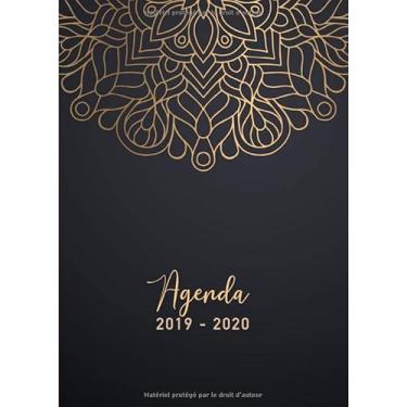 Imagem de Agenda 2019/2020: 17 mois journalier 2019-20 - format A5 - août 2019 à décembre 2020 - planificateur, semainier simple & graphique, motif mandala or et noir