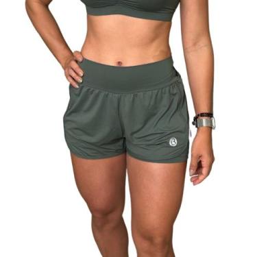 Imagem de Short Duplo Fitness Academia Feminino Beach Tennis LaBrun, P, Verde mi