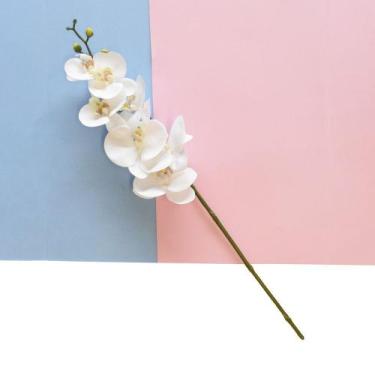Imagem de Flores Artificiais Haste de Orquídea Toque Real BrancaLinha permanente
