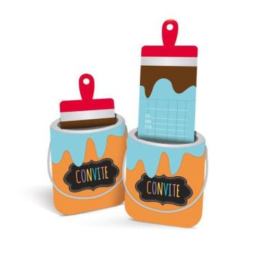 Imagem de Convite Festa Cores - 8 unidades - Cromus - Rizzo Festas - Cromus Fest