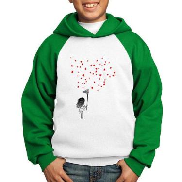 Imagem de Moletom Infantil Collect Hearts - Foca na Moda, Branco, Verde, 2