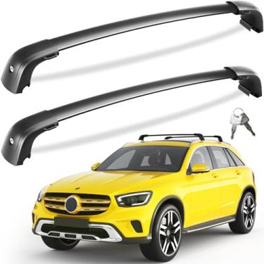 Imagem de Tuyoung Barras transversais de teto com trava de 99,8 kg, compatíveis com Mercedes Benz GLC 2016, 2017, 2018, 2019, 2020, 2021, 2022, 2022, barras transversais de alumínio, pesadas, canoa, caiaque,