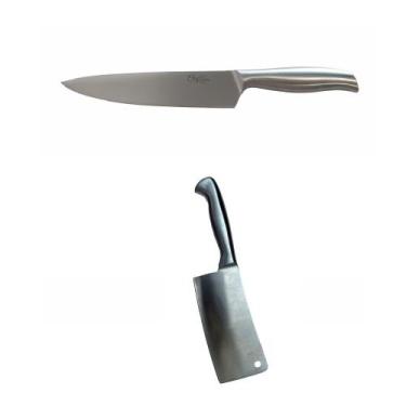 Imagem de Faca do Chef 8 " e Cutelo 6" inteiros de Aço Inox - Utensilios do Chef