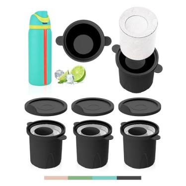 Imagem de Moldes de gelo para Owala 680.4-1,134 g, conjunto de 3, silicone macio de grau alimentício, sem resíduos brancos, fácil de liberar, colocação de canudo compatível com Owala FreeSip, mantém as bebidas