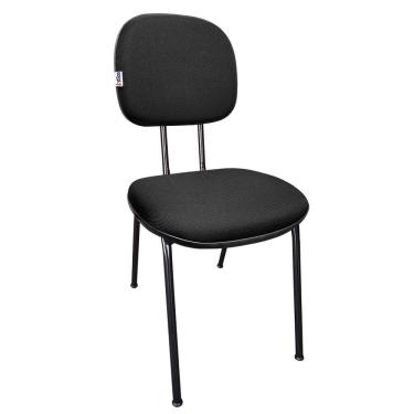 Imagem de Cadeira De Escritório Fixa Pé Palito Secretaria Estofada Jserrano Preta Para Recepção