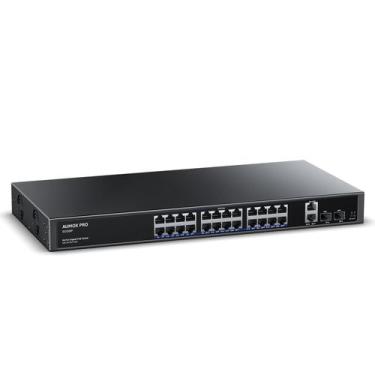 Imagem de Switch de rede AUMOX PRO de 28 portas Gigabit PoE com 2 portas de upli