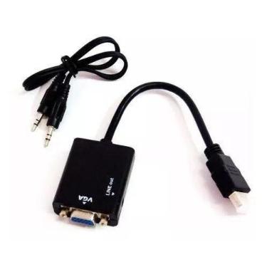 Imagem de Cabo Adaptador Conversor Hdmi Para Vga Com Saída P2 De Áudio - Gold