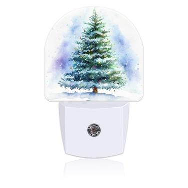Imagem de Uiaoiais Luz Noturna De Árvore Natal Em Aquarela Para Crianças, Led, Plug-In Parede Com Sensor Anoitecer Ao Amanhecer, Decoração Quarto Meninas, Meninos, Mulheres E Homens, Corredor, Cozinha, Banhei
