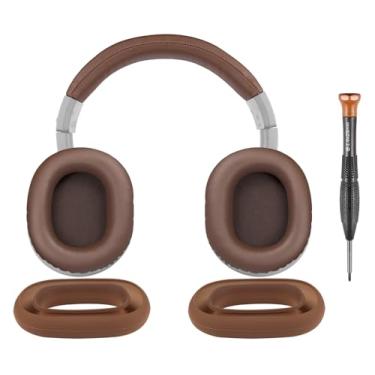 Imagem de SOULWIT Almofadas Para Fones De Ouvido + Capa Faixa Cabeça Protetor Silicone Ouvido, Kit Reposição Audio Technica Ath M40 E M40X, Almofada Peça Reparo (Café)