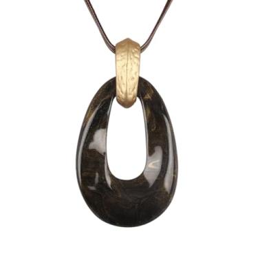 Imagem de joymiao Colar de couro para mulheres, pingente grande, gargantilha hippie, vintage, colar grosso, boêmio, para mulheres, Couro sintético Zinco, Sem Pedra Preciosa