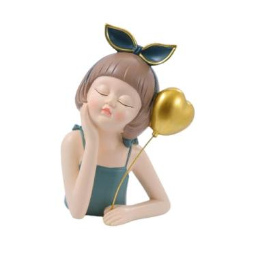 Imagem de Bothyi Estátua de de desenho animado, figura fofa, escultura, coleção, enfeite de mesa, decoração para estante, entrada, sacada, Verde